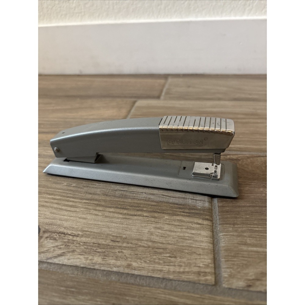 Bostitch B12 Industrial Grey And Chrome Desk Top Stapler  Vintage